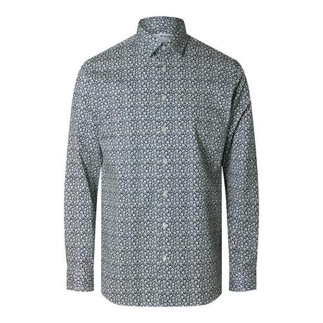 SELECTED Slim-Performance All Over Print Langarmhemd  