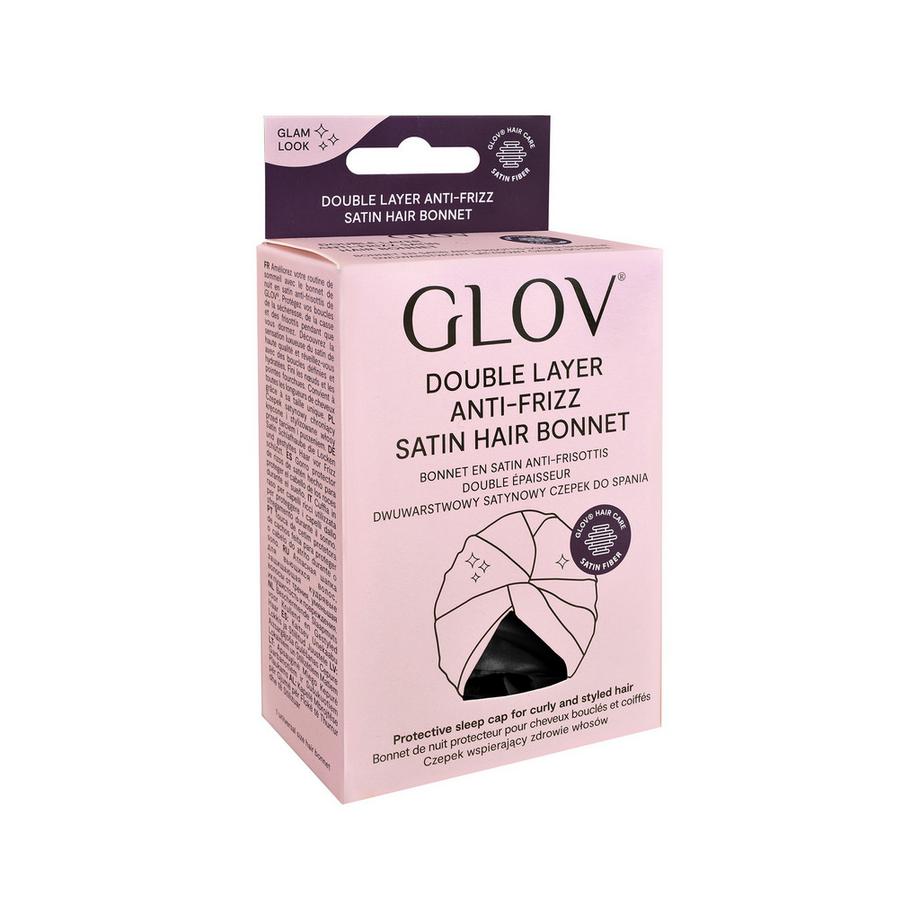 GLOV Glov Satin Hair Bonnet blk Satin Schlafhaube die Locken und gestyltes Haar vor Frizz schützt 