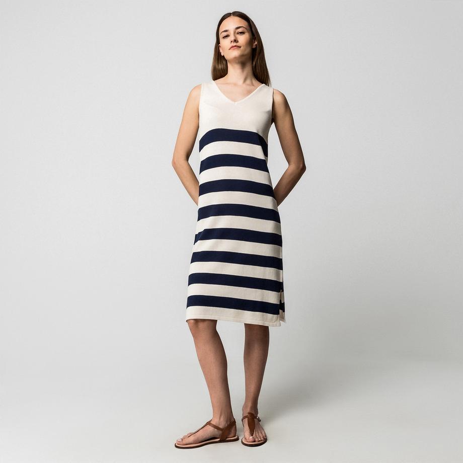 Manor Woman Robe Tricot Rayée Sans Manches Midi  