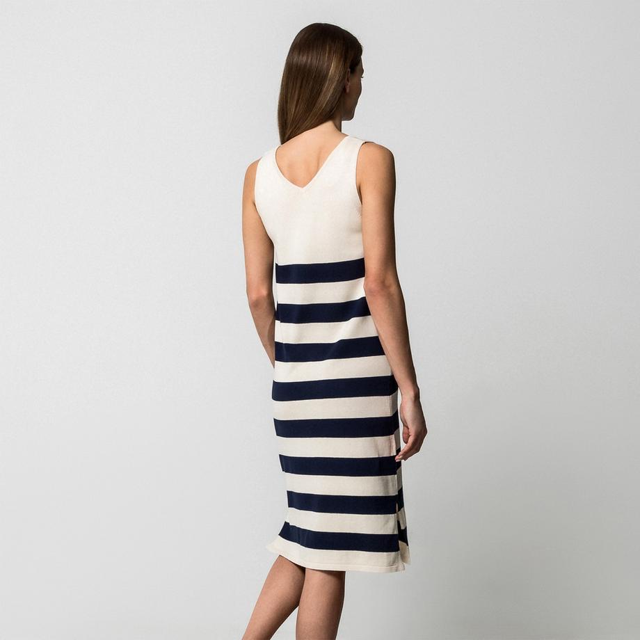 Manor Woman Robe Tricot Rayée Sans Manches Midi  