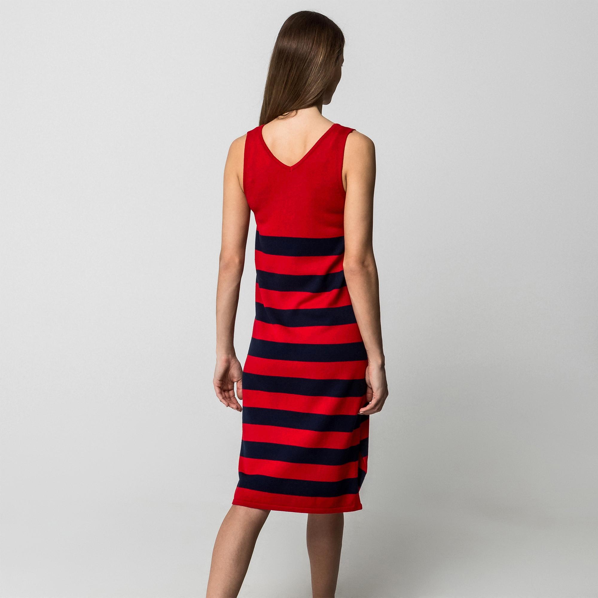 Manor Woman Abito midi in maglia a righe senza maniche  