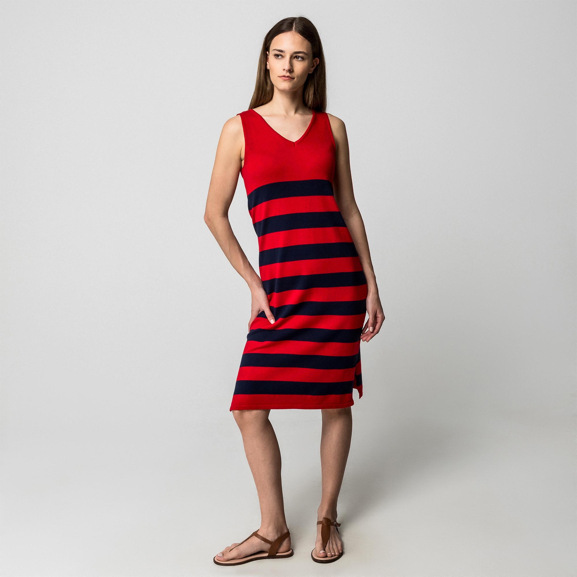 Manor Woman Abito midi in maglia a righe senza maniche  