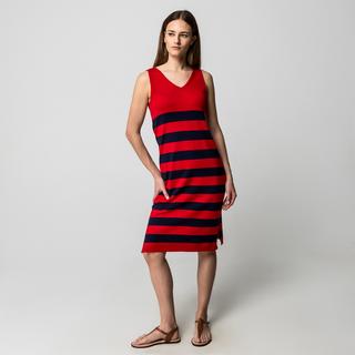 Manor Woman Abito midi in maglia a righe senza maniche  