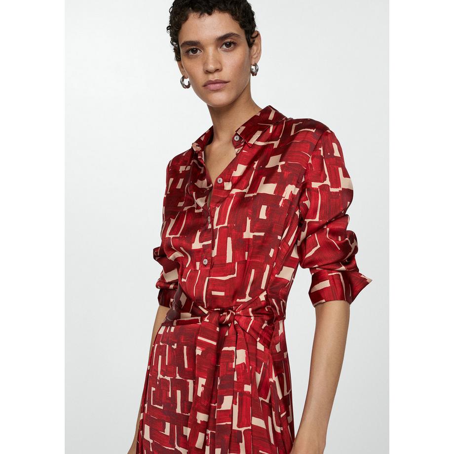 MANGO Guillem Abito Camicia Svasato Fantasia  