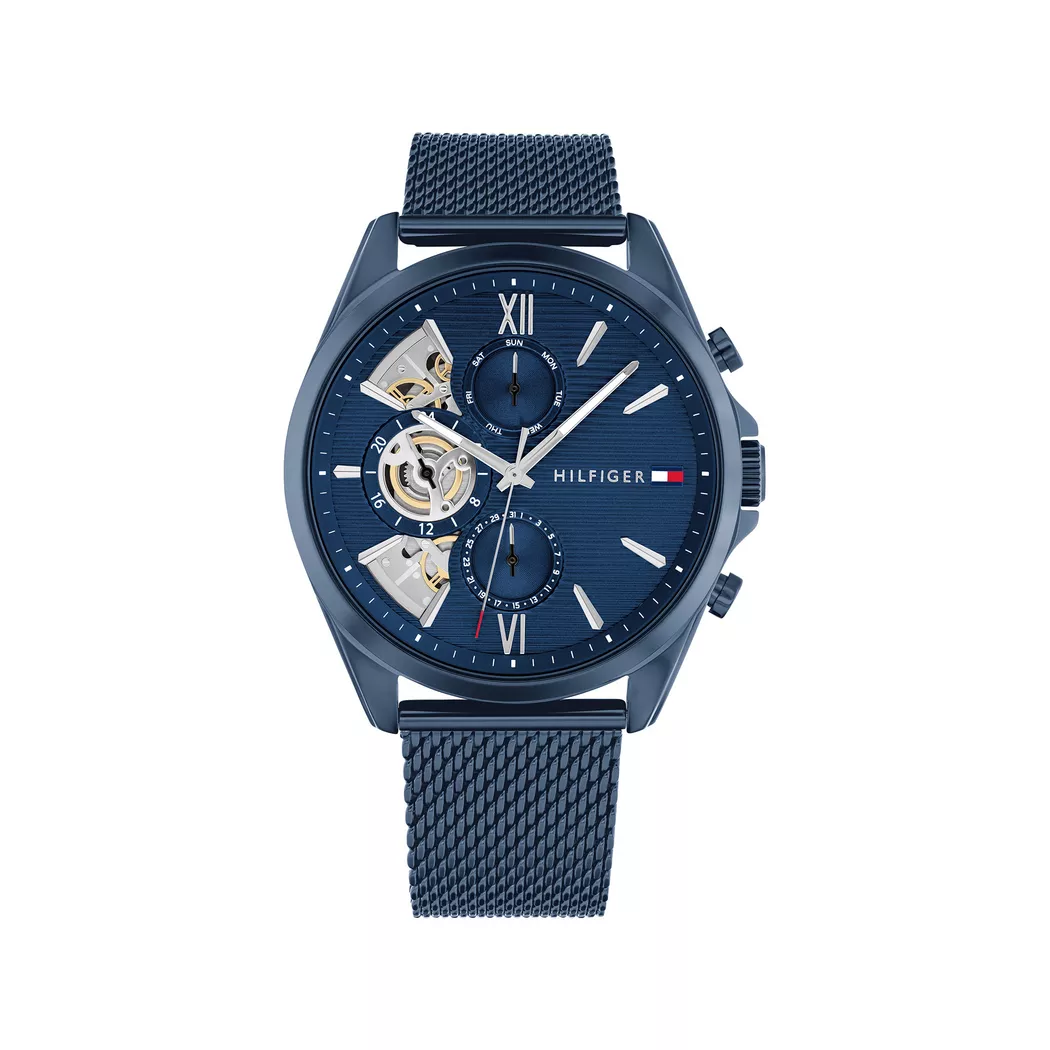 Tommy Hilfiger Montre Baker 44 Mm Blue / Ionized Blue One Size Homme