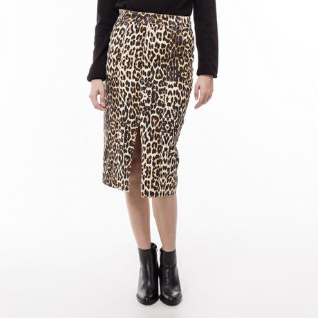 Manor Woman Leopard Print Denim Midirock  