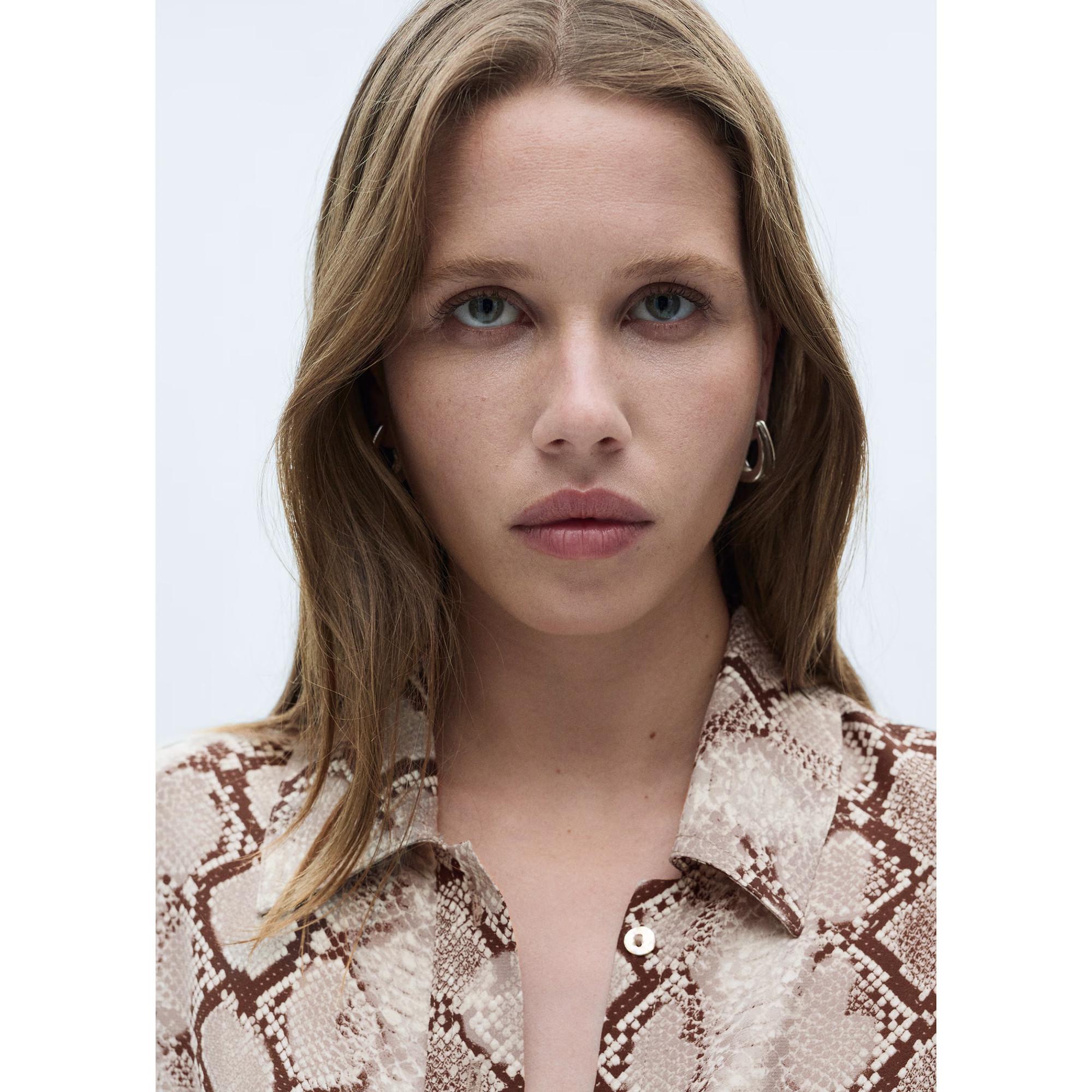 MANGO Serpi Abito Chemisier Midi Stampa Serpente  