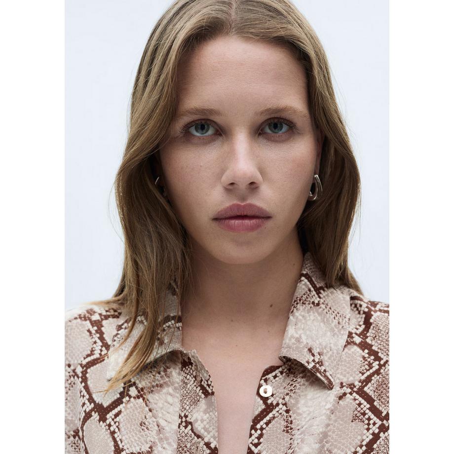 MANGO Serpi Robe Chemise Midi Imprimé Serpent  