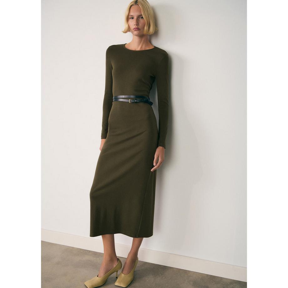 MANGO BASILA Slim Fit Langarm Midikleid  