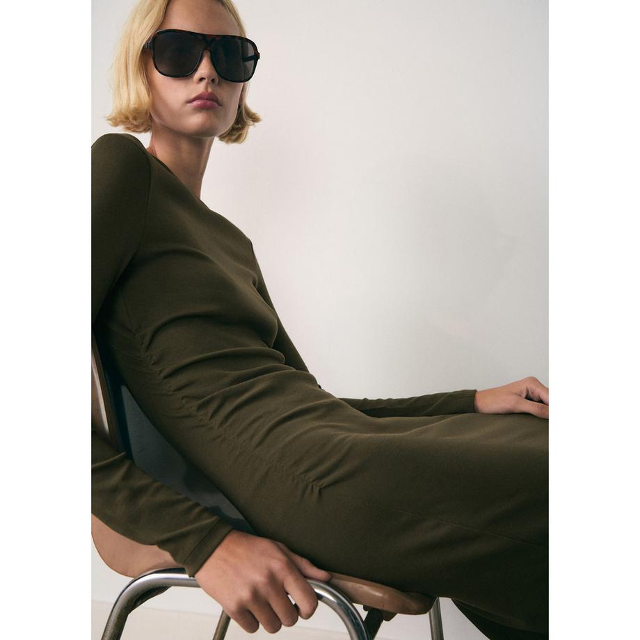 MANGO BASILA Slim Fit Langarm Midikleid  