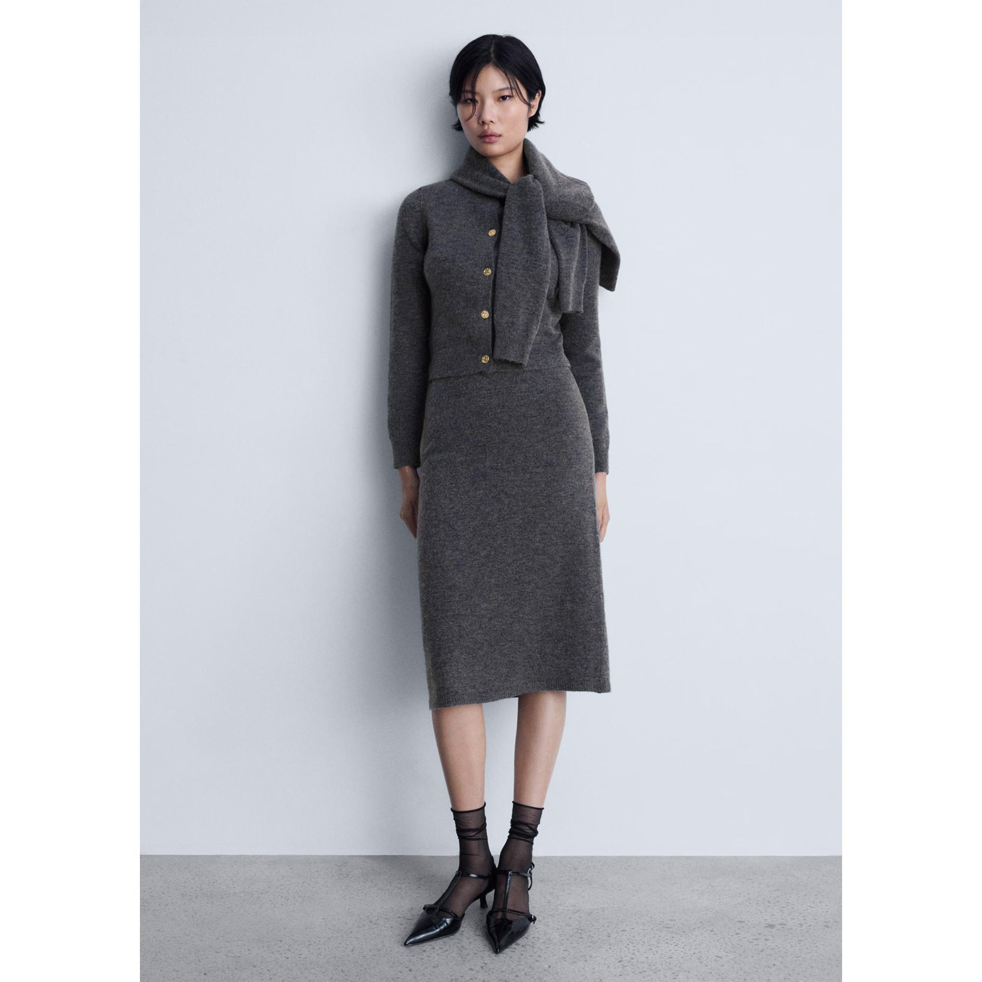 MANGO Eliote Ausgestellter Strickrock Midi  