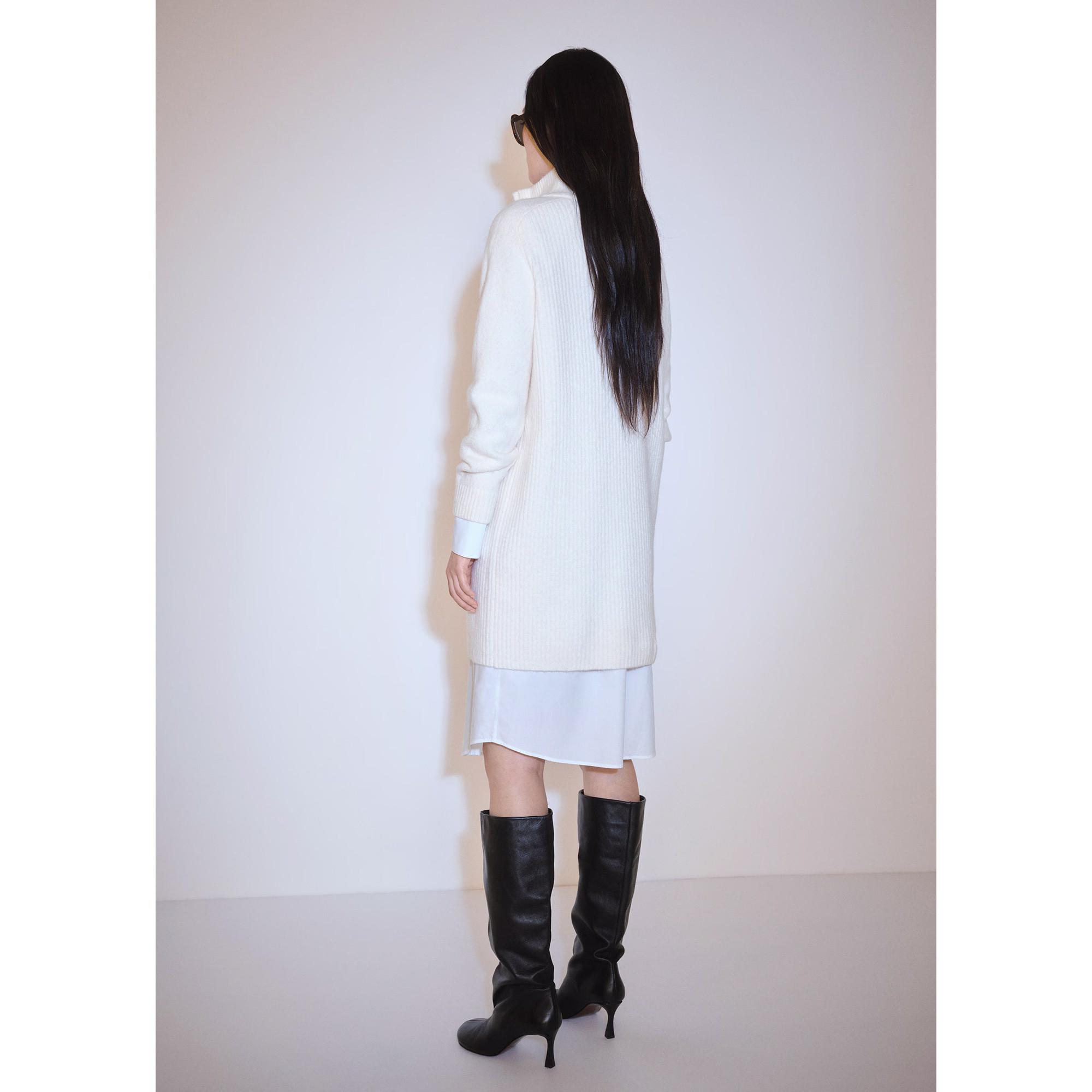 MANGO Taldepor Geripptes Strick Midi Kleid  