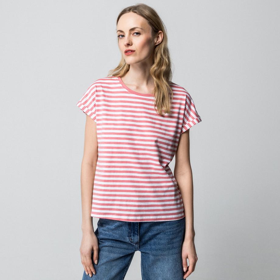 Manor Woman Gestreiftes Kurzarm T-Shirt Rundhals  