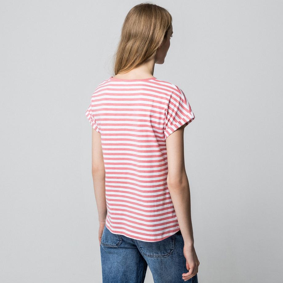 Manor Woman Gestreiftes Kurzarm T-Shirt Rundhals  