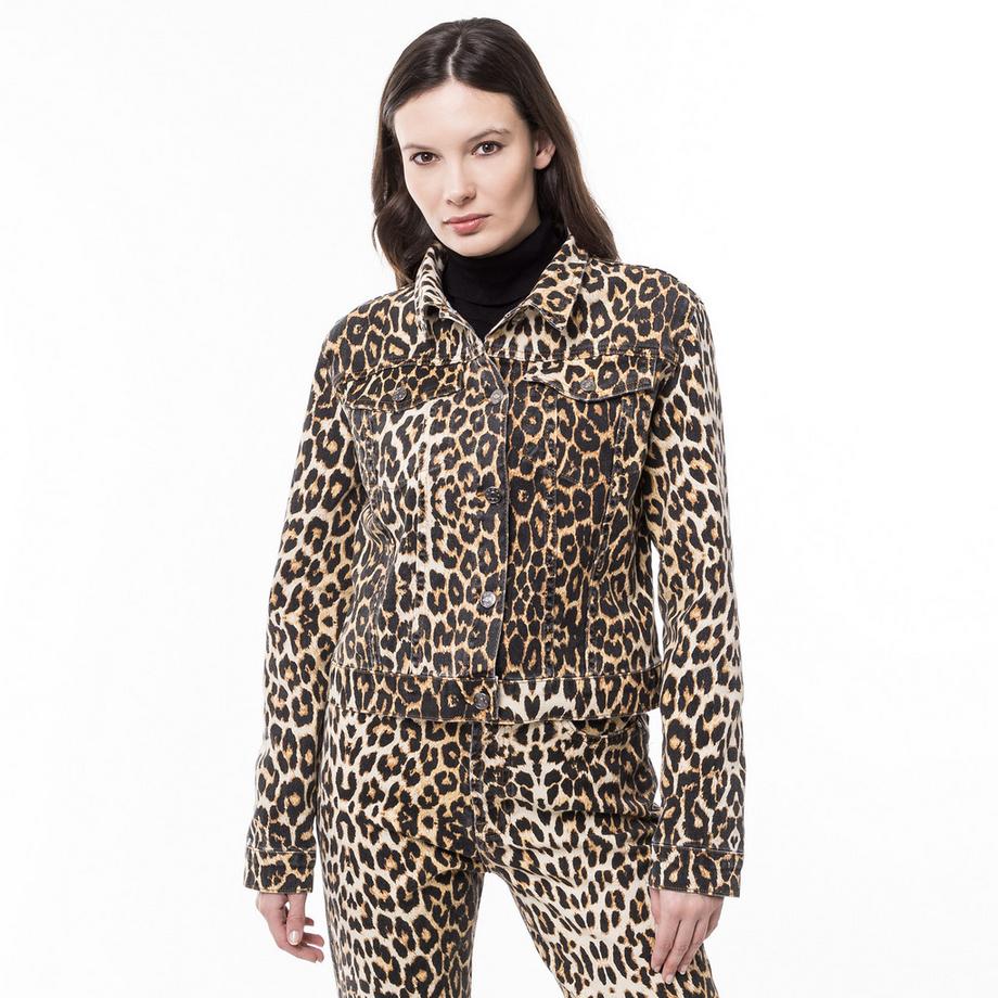 Manor Woman Giacca di Jeans Stampa Leopardata  