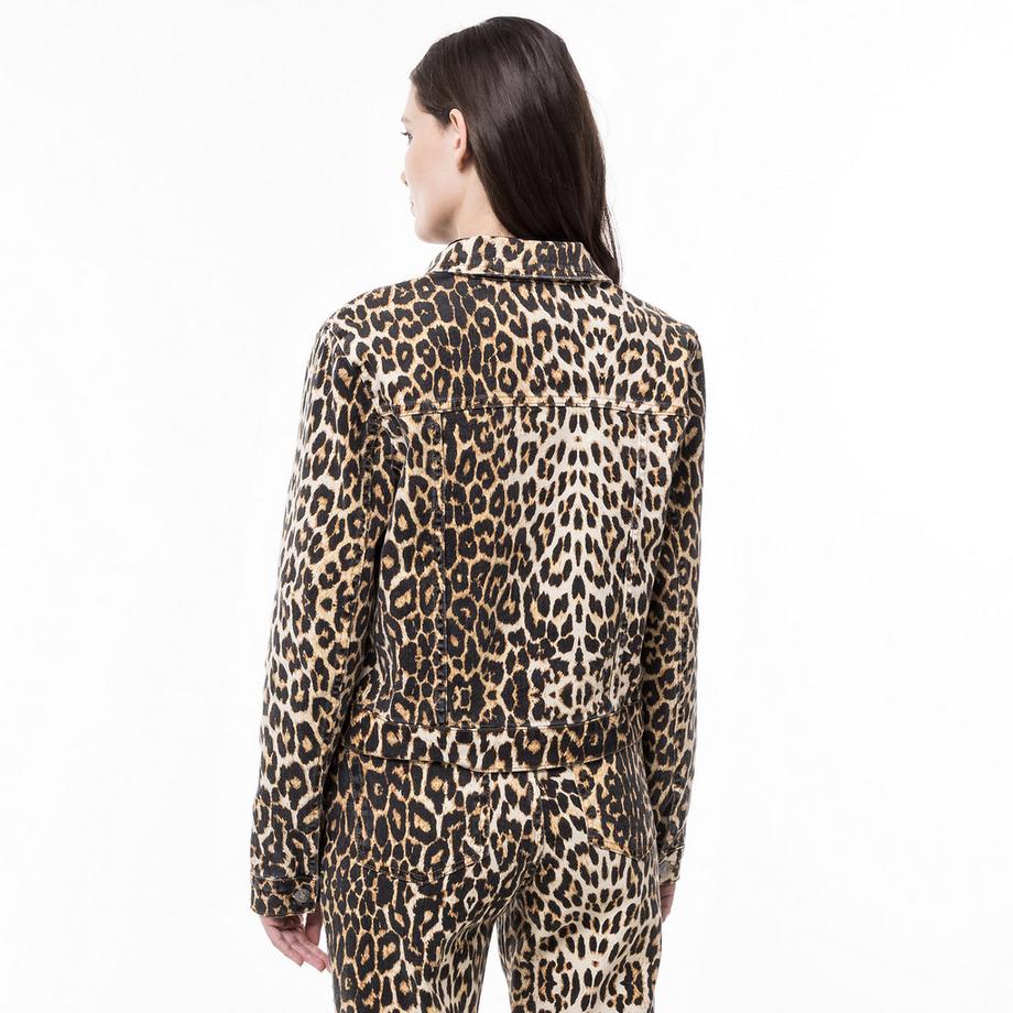 Manor Woman Giacca di Jeans Stampa Leopardata  