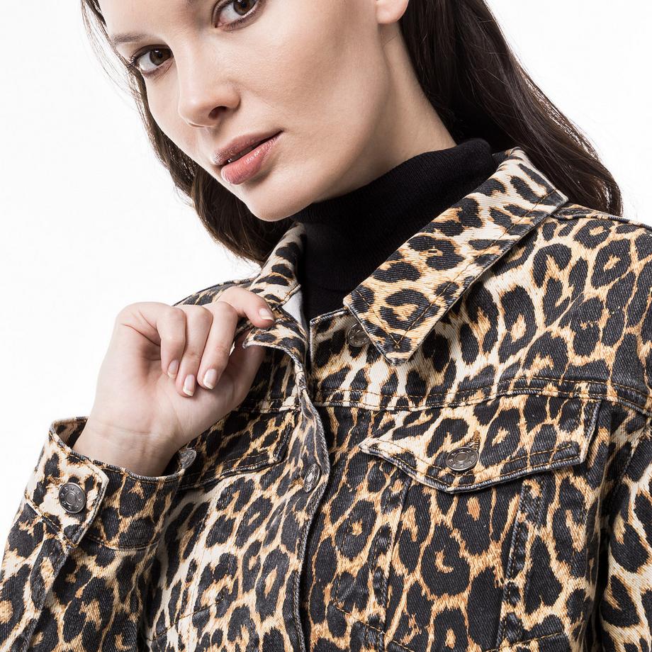 Manor Woman Giacca di Jeans Stampa Leopardata  
