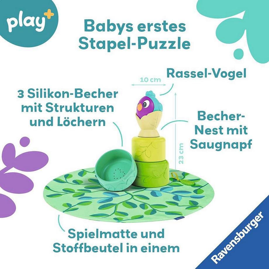 Ravensburger  Play+ Baby-Stapel-Puzzle: Vogelnest, allemand 