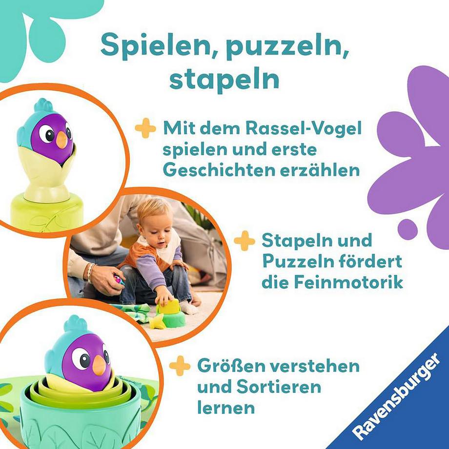 Ravensburger  Play+ Baby-Stapel-Puzzle: Vogelnest, allemand 