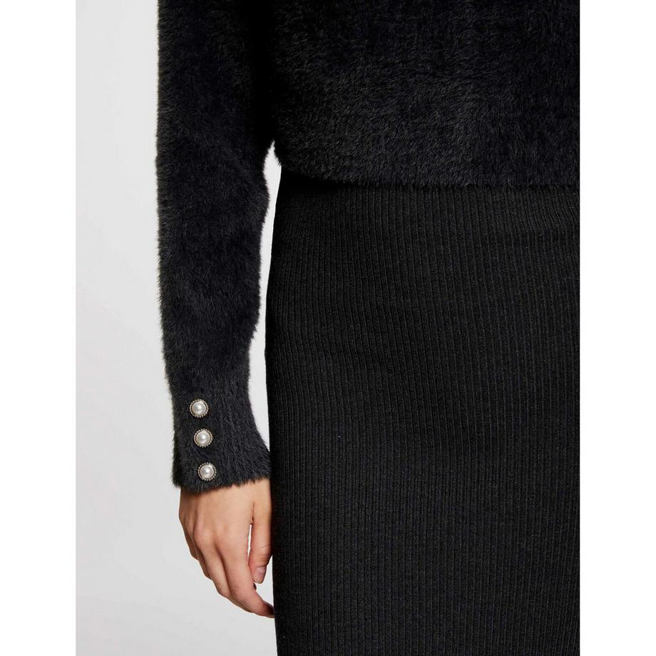 MORGAN Langarm Rippstrick Midikleid  