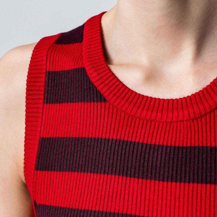 Manor Woman Ärmelloser gestreifter Rippstrick Pullover  