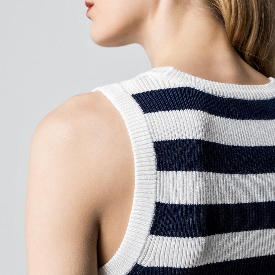 Manor Woman Ärmelloser gestreifter Pullover  