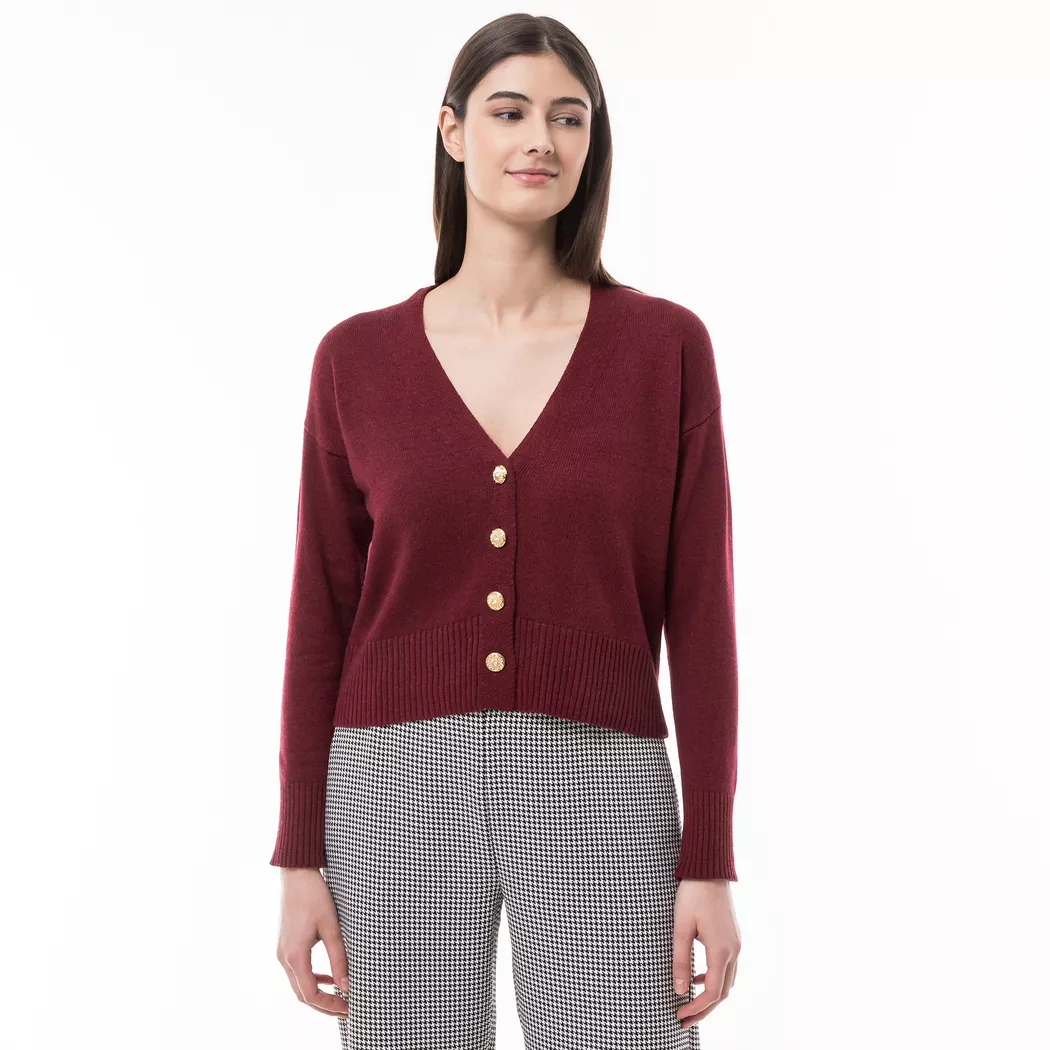Manor Woman - Cardigan, langarm, für Damen, Burgundy, Größe M