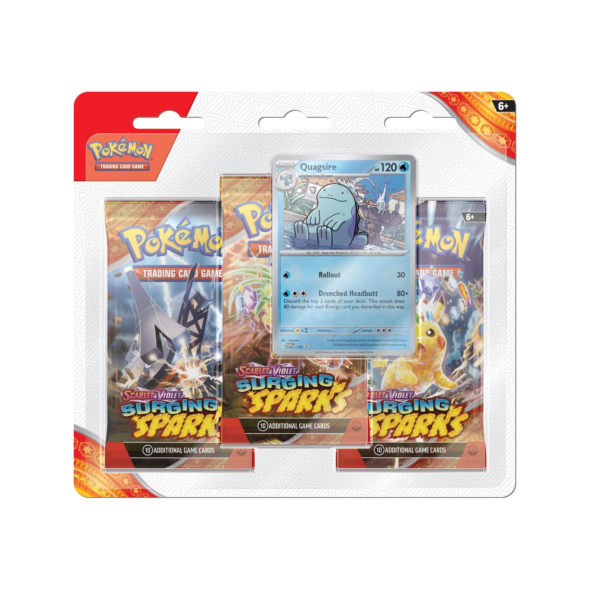 Pokémon  SV08 'Surging Sparks' Three Pack Blister, Zufallsauswahl 