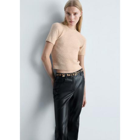 MANGO CAMISETE Maglione a Maniche Corte a Costine  