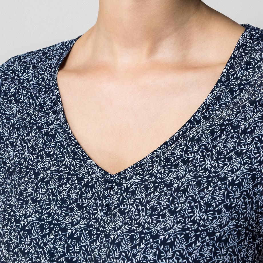 Manor Woman Mini Blumen V-Ausschnitt Langarmkleid  