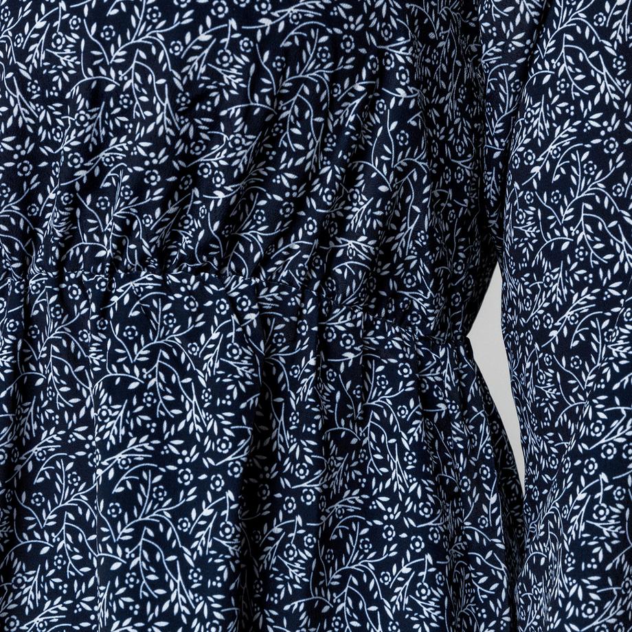 Manor Woman Mini Blumen V-Ausschnitt Langarmkleid  