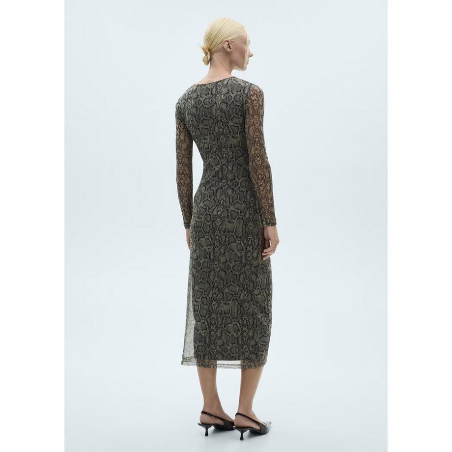 MANGO Clauden Robe Midi Imprimé Serpent  