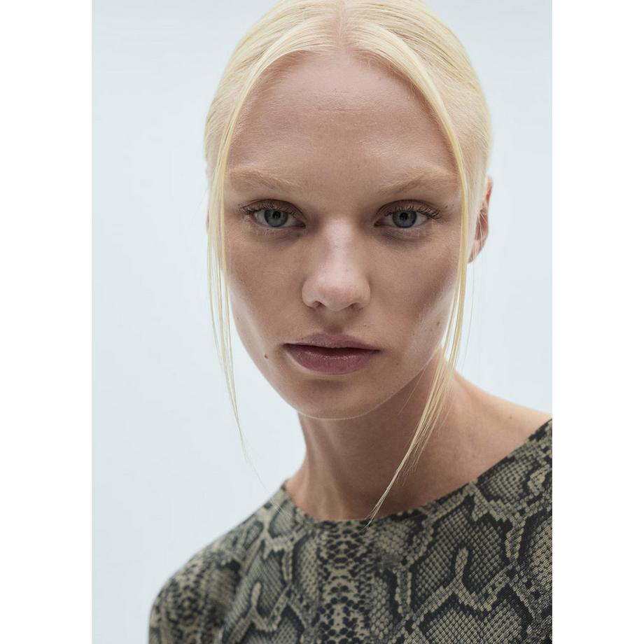 MANGO Clauden Robe Midi Imprimé Serpent  