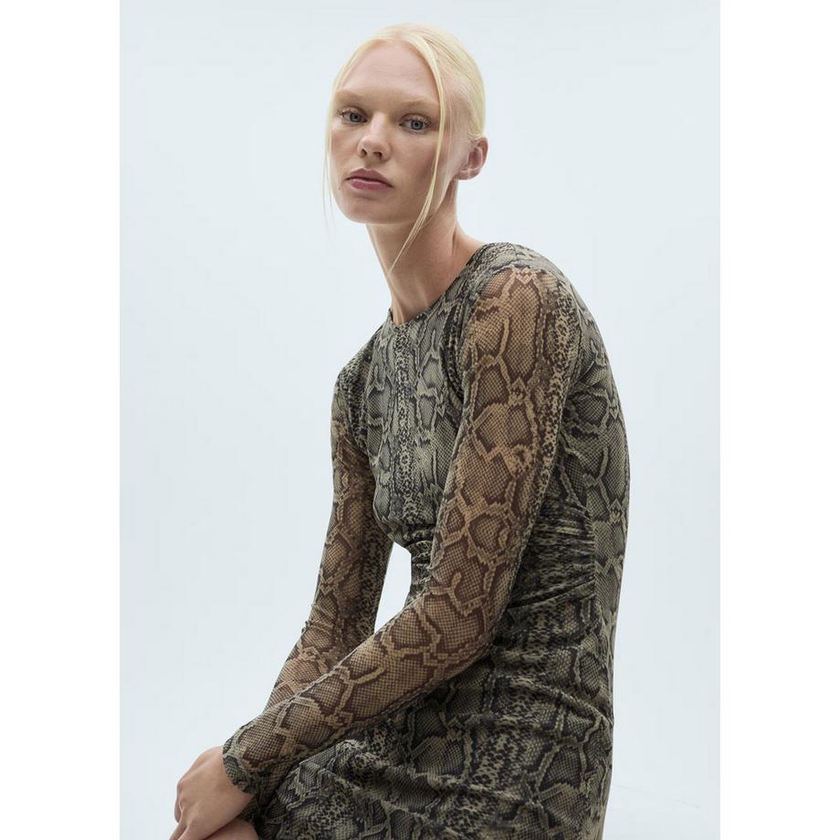 MANGO Clauden Robe Midi Imprimé Serpent  