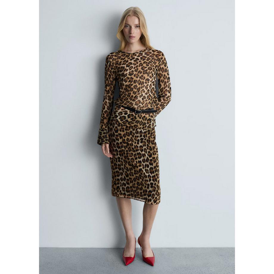 MANGO STARK Blusa Stampa Leopardata  