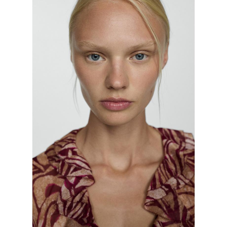 MANGO Camicetta Stampata Maniche Lunghe con Volant  