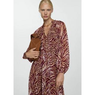 MANGO Langarm Midi Kleid  