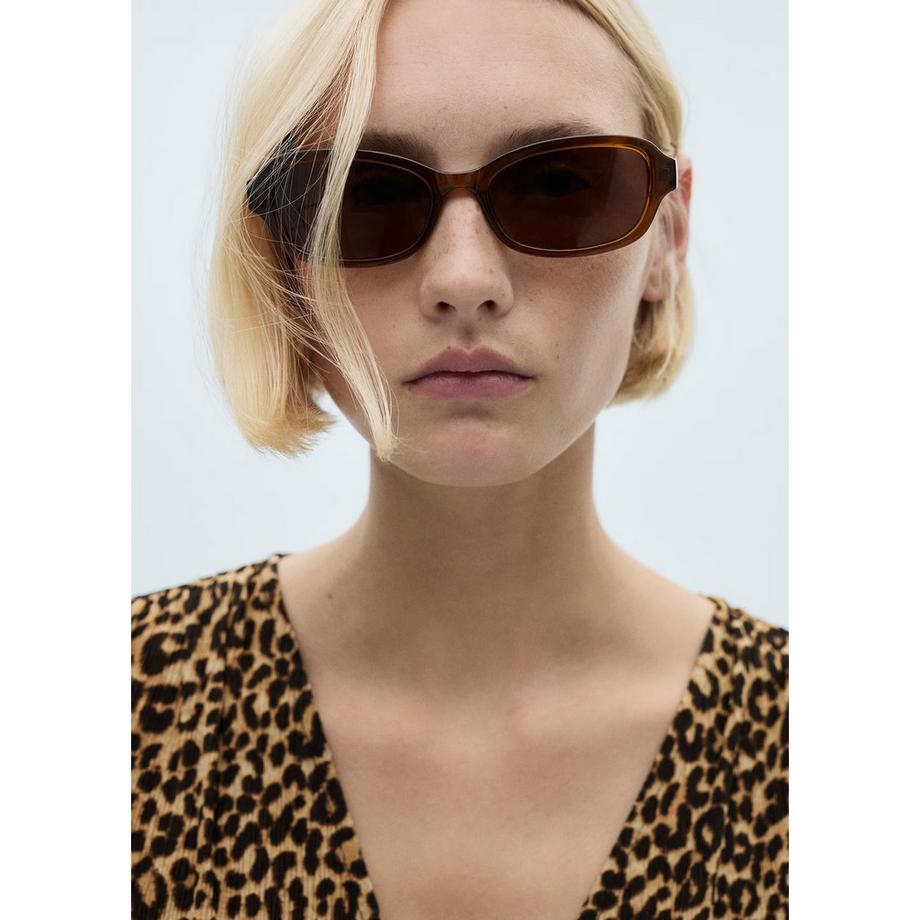 MANGO LIN Leopard Print Langarm Midikleid  