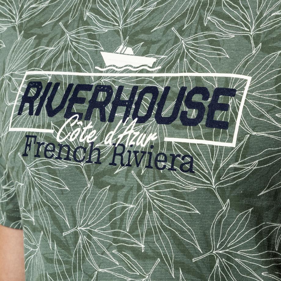 Manor Man Riverhouse French Riviera Leaf Print T-Shirt  