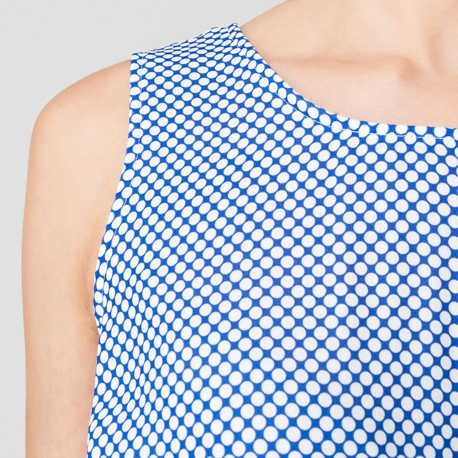 Manor Woman Ärmelloses gepunktetes A-Linien-Kleid  