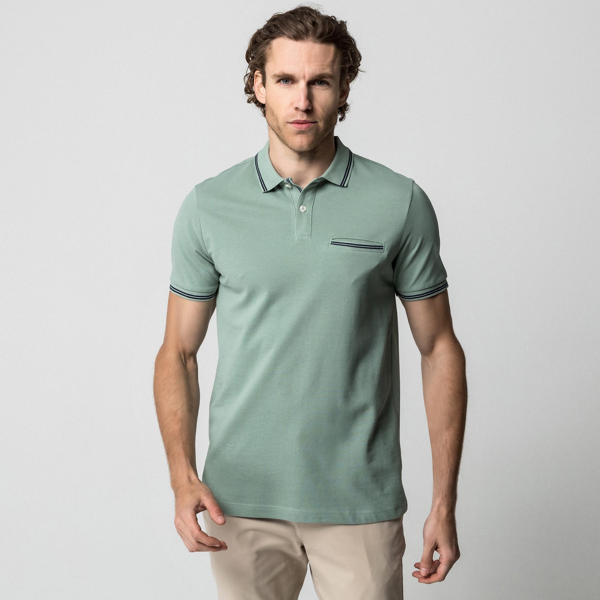 Manor Man Polo Shirt mit Streifendetails  
