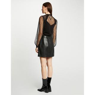 MORGAN T-Shirt Manches Longues Col Haut avec Dentelle  