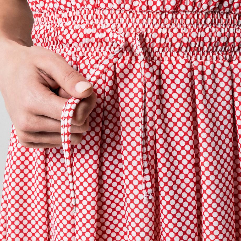 Manor Woman Ärmelloses gepunktetes A-Linien-Kleid  