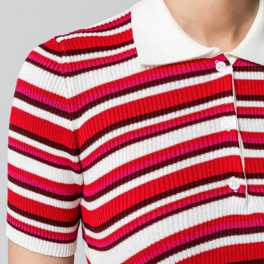 Manor Woman T-shirt a righe con colletto polo e maniche corte  