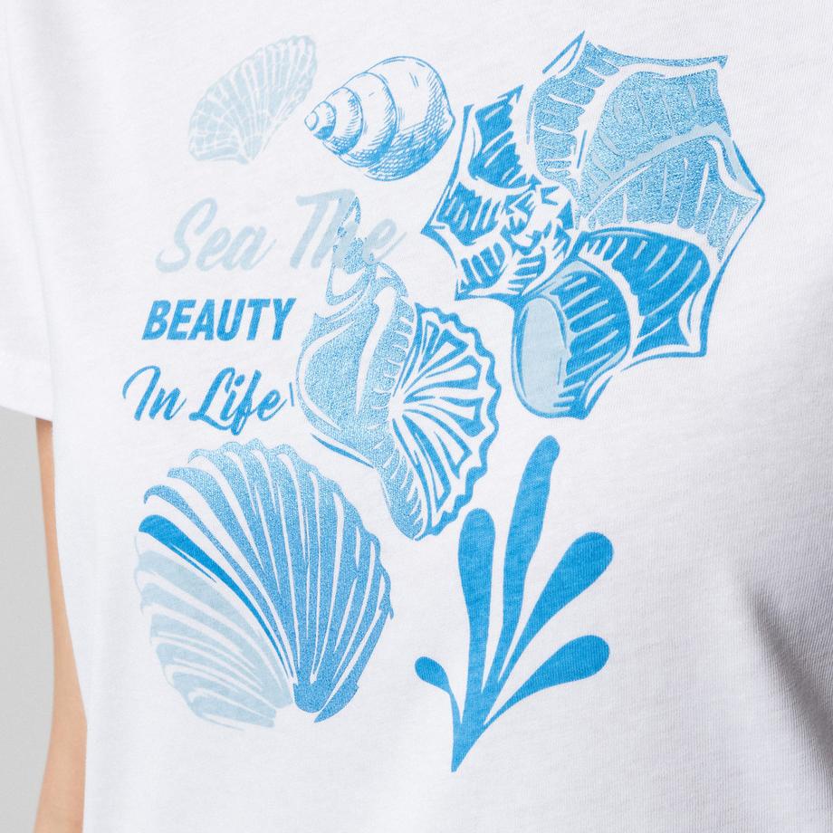 Manor Woman T-Shirt Stampa Conchiglia  