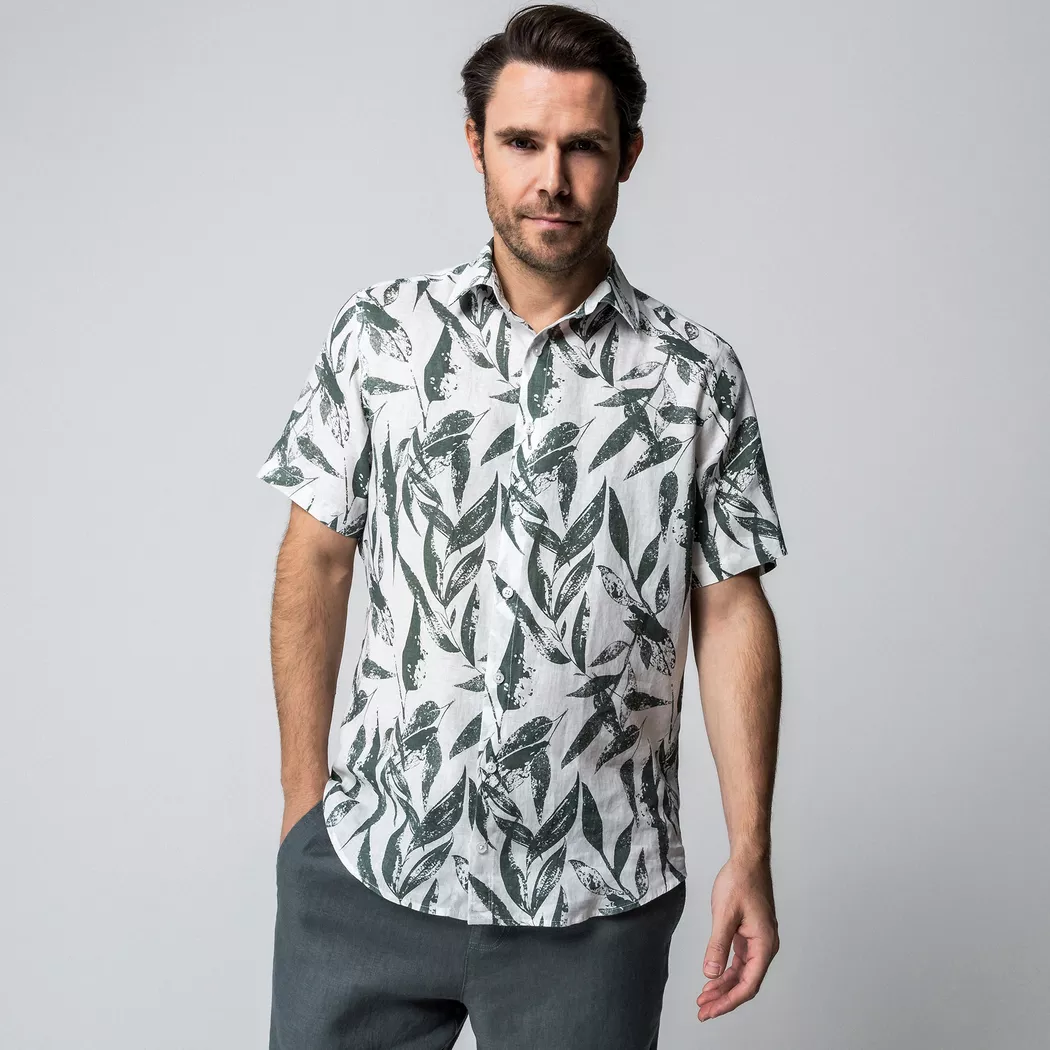 Manor Man - Hemd, Classic Fit, kurzarm, für Herren, Grün, Größe L