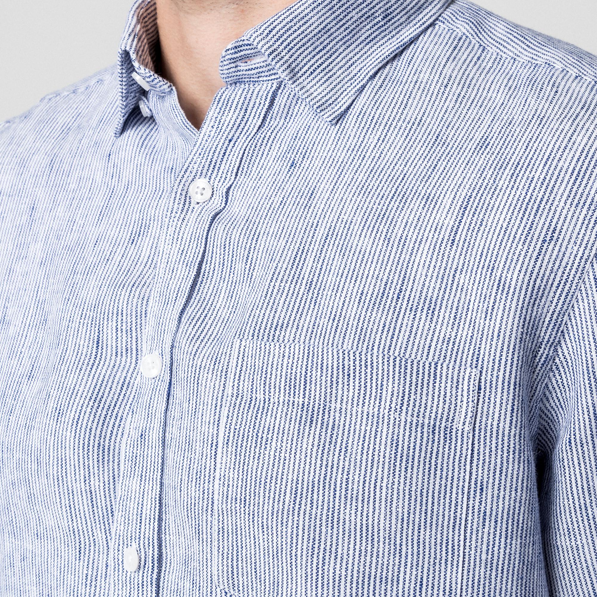 Manor Man Gestreiftes Kentkragen Overshirt  