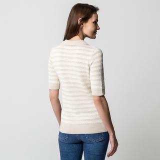 Manor Woman Maglione Polo a Maniche Corte a Righe  