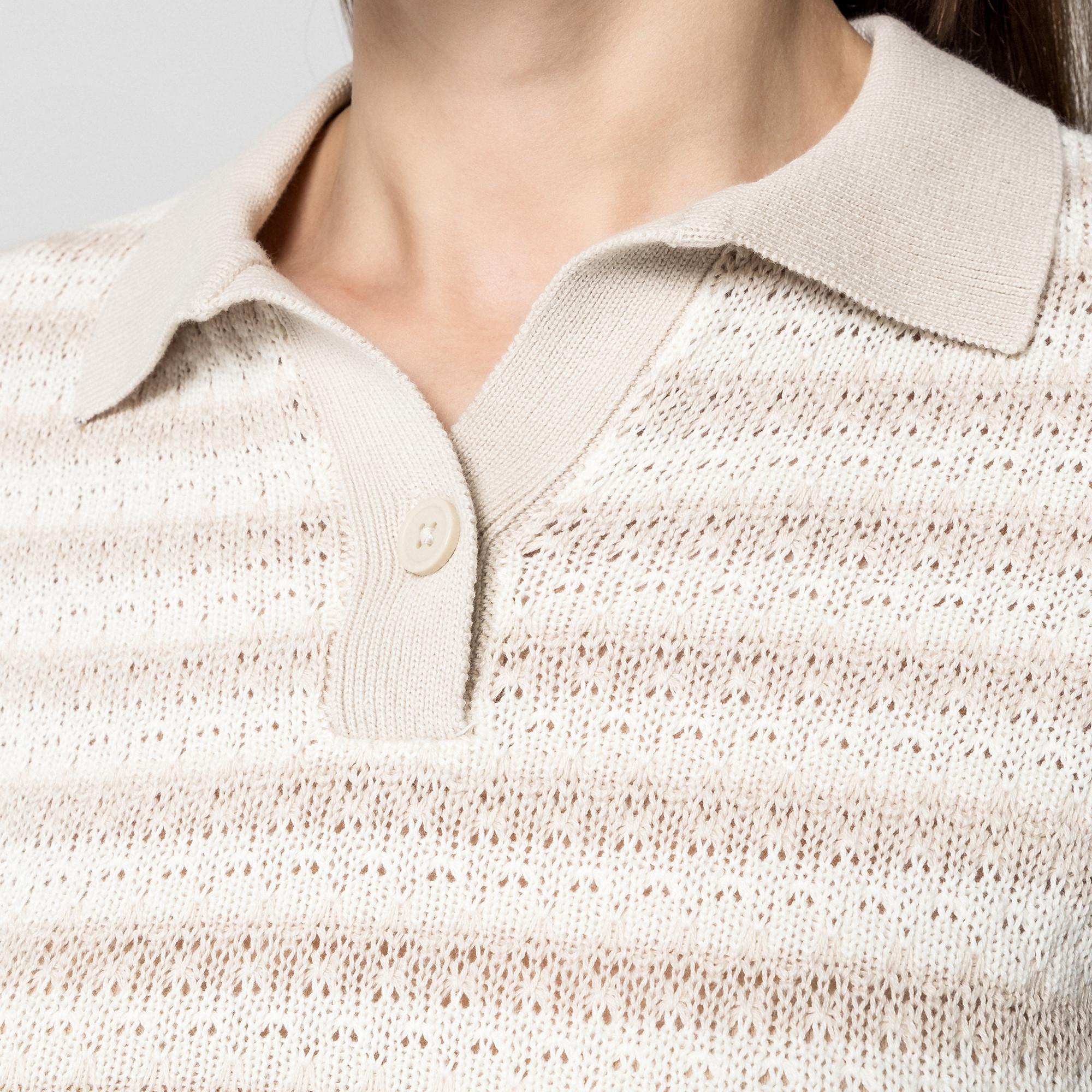 Manor Woman Maglione Polo a Maniche Corte a Righe  