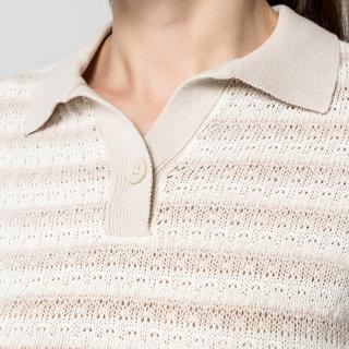 Manor Woman Maglione Polo a Maniche Corte a Righe  